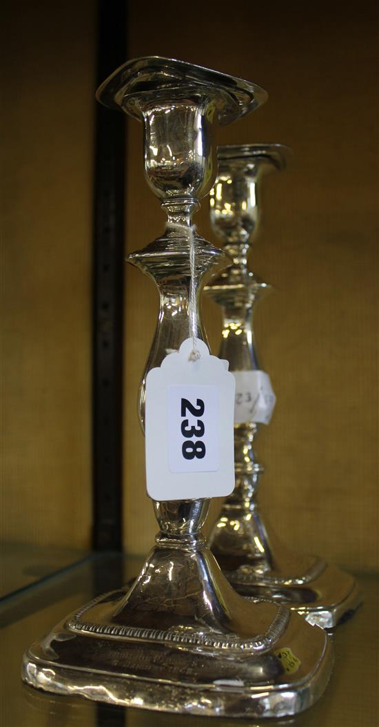 Pair silver candlesticks